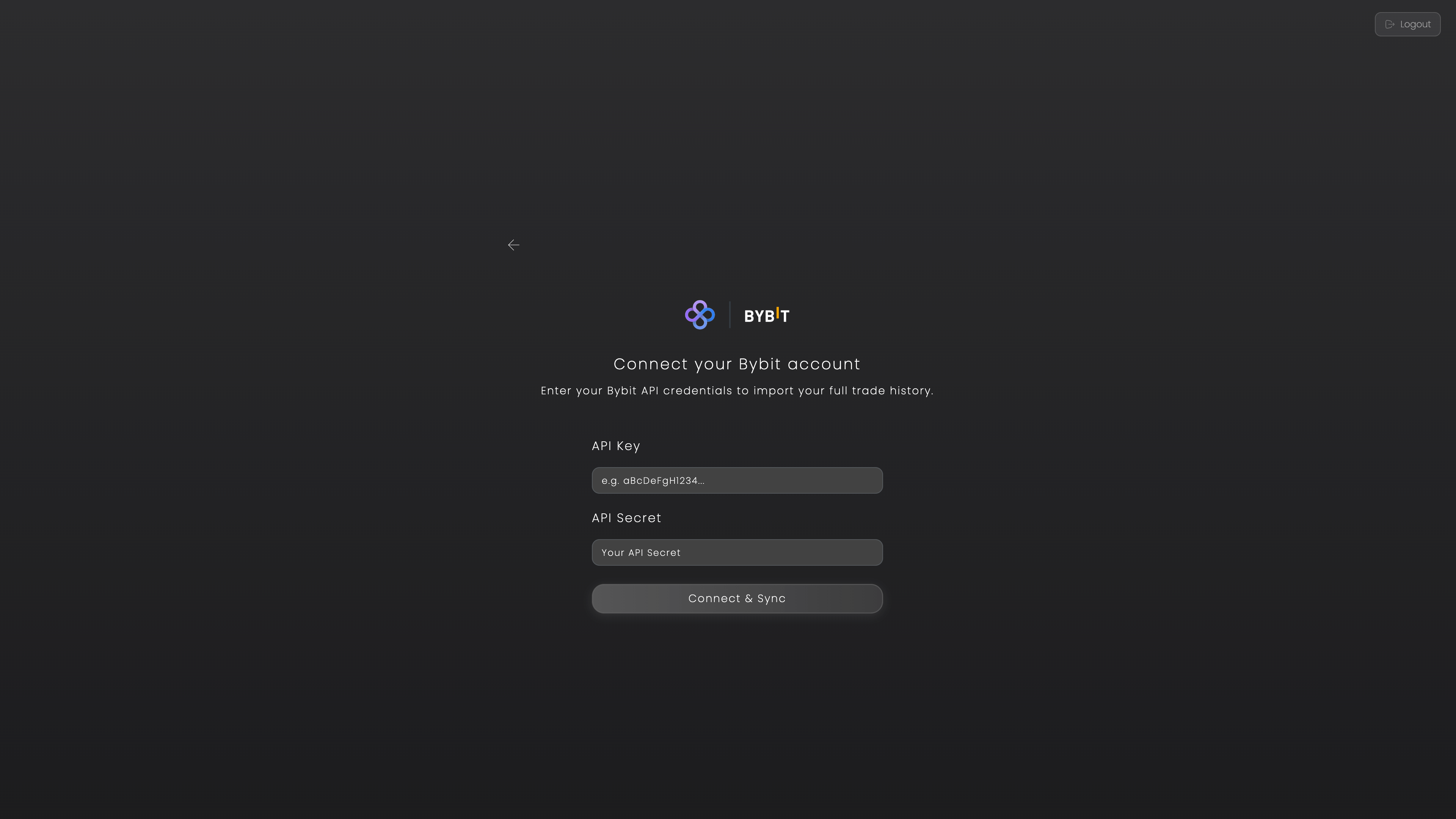 Connect Bybit account in TrackerFx