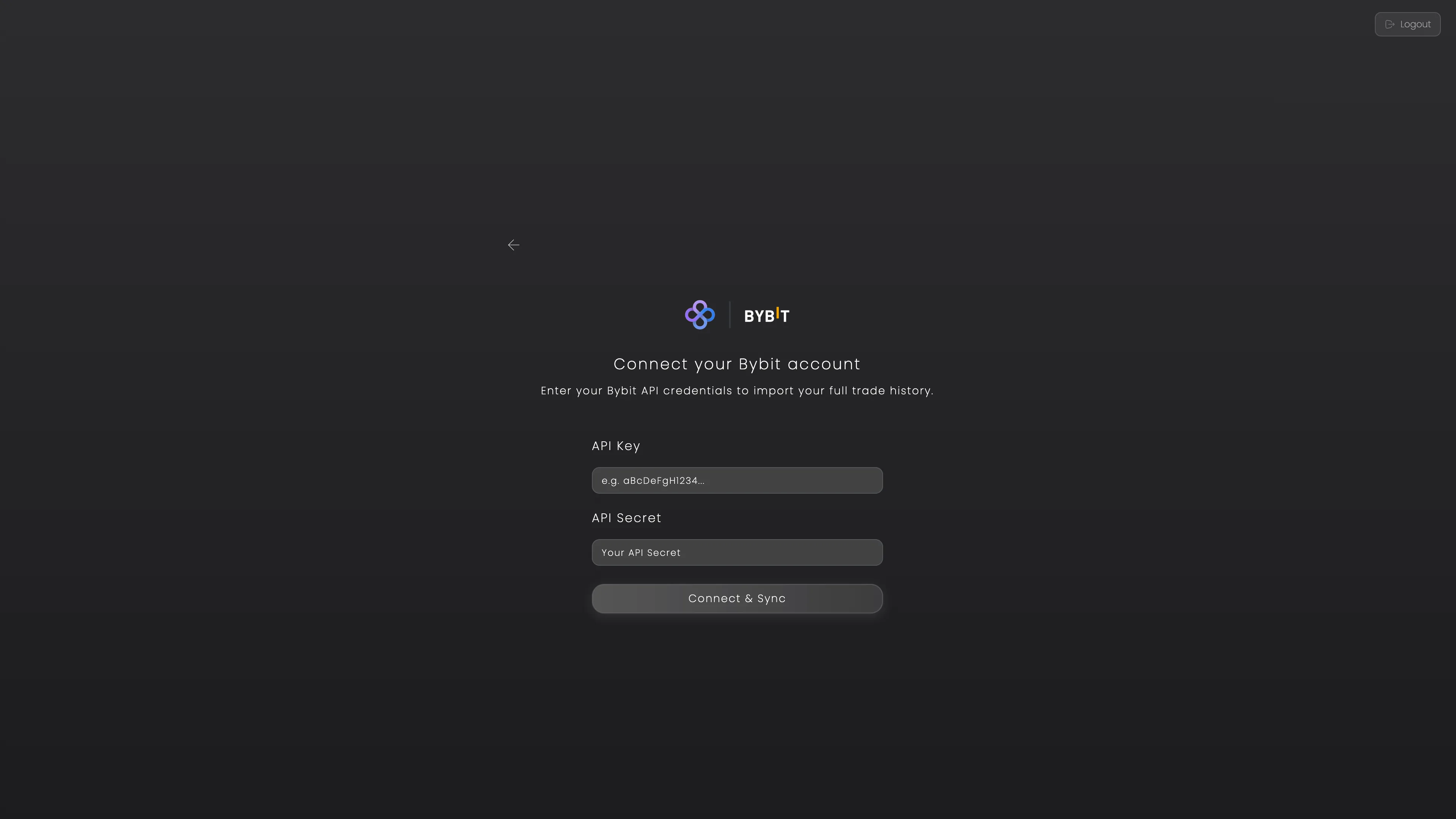 Connect Bybit account in TrackerFx