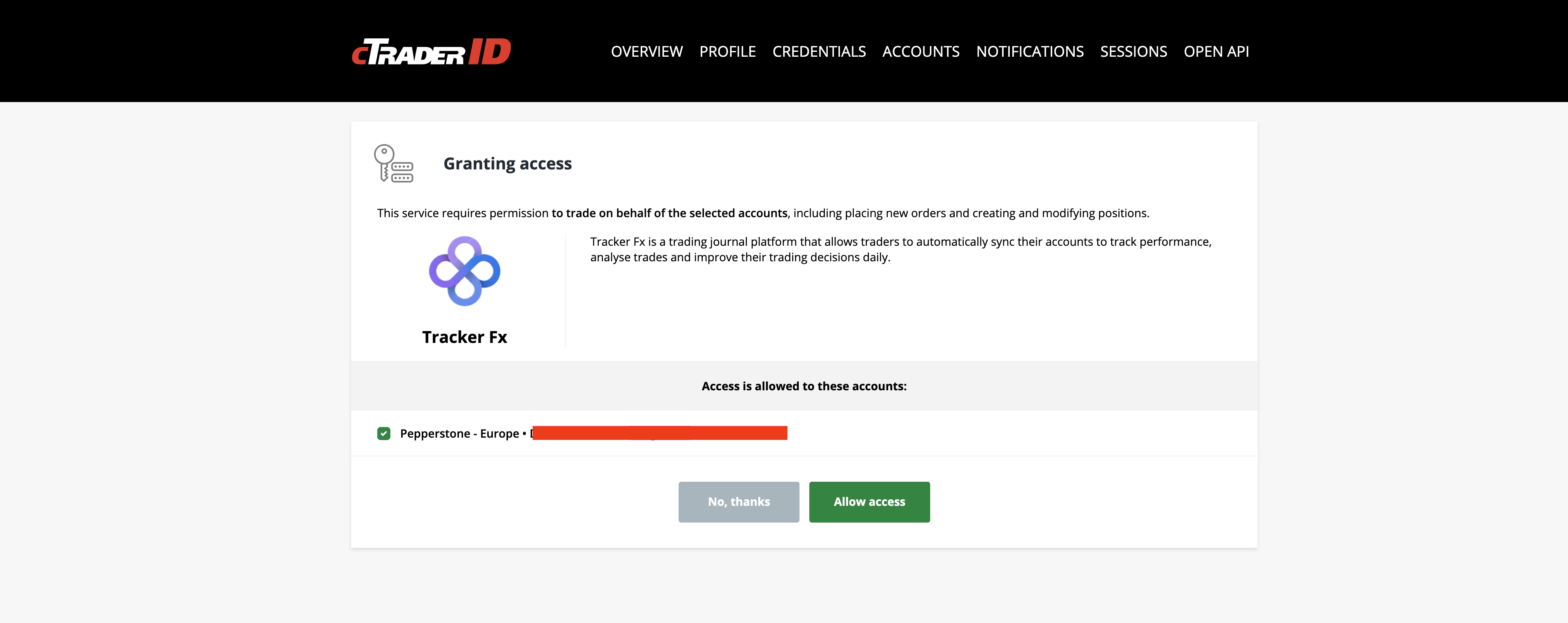 Connect via cTrader OAuth