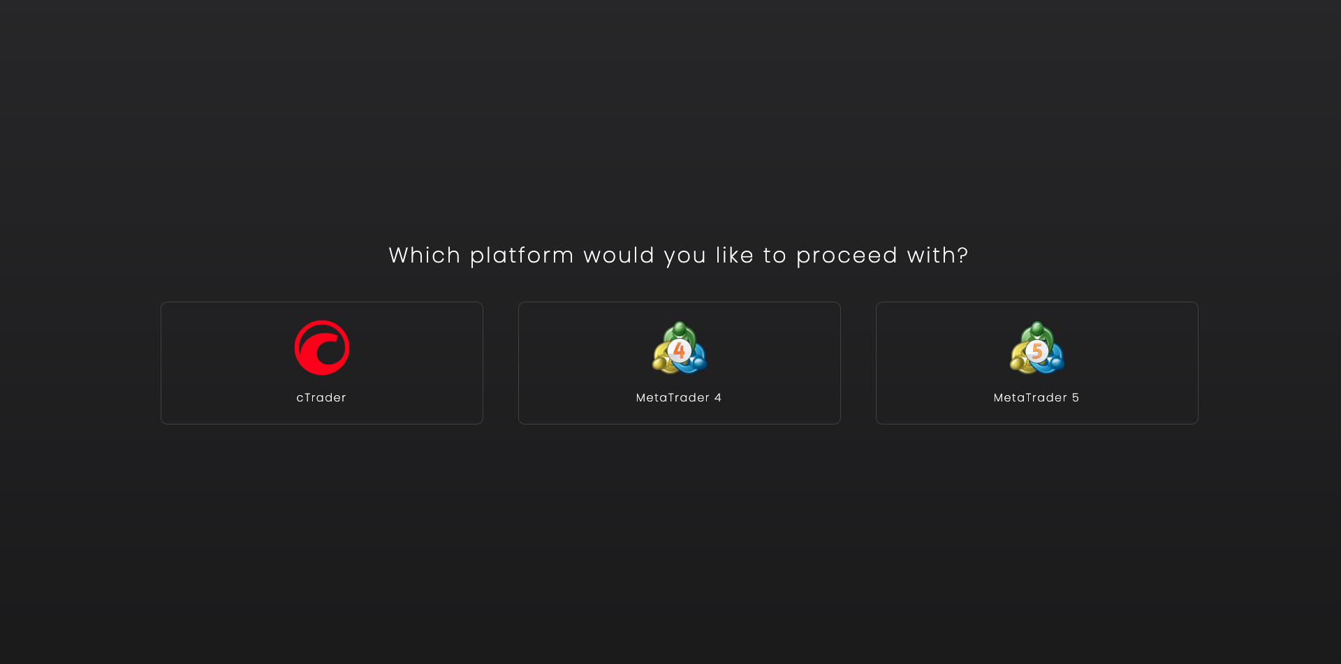 Add new account — choose cTrader